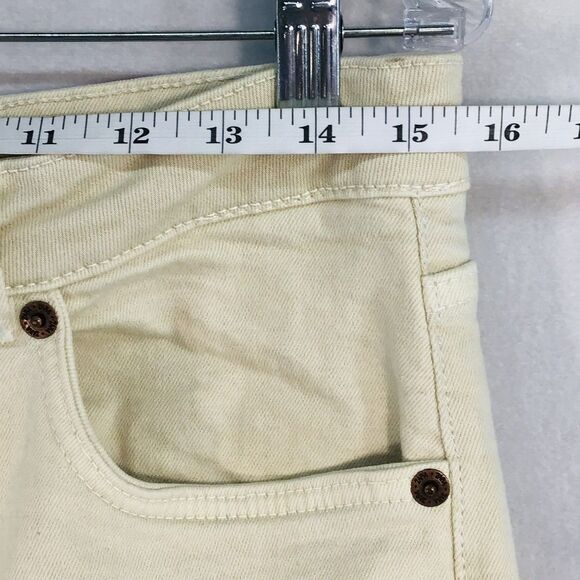 Zara Denim Flared Cropped Jeans Cream Color Women's 10 Raw Hem 26" Inseam - Picture 6 of 15